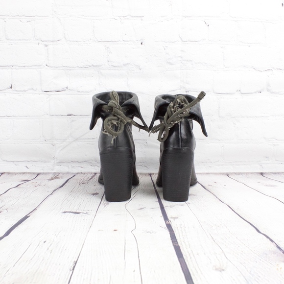 Kensie Black Leather Block Heel Ankle Boots Size 7 - Picture 5 of 8